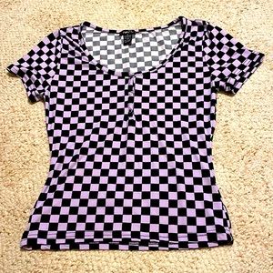 Rue21 purple and black checkered blouse